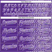Load image into Gallery viewer, Custom Purple White Halftone 3D Pattern Design Bomber Full-Snap Varsity Letterman Jacket