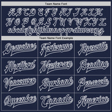 Load image into Gallery viewer, Custom Navy White Bomber Full-Snap Varsity Letterman Two Tone Jacket