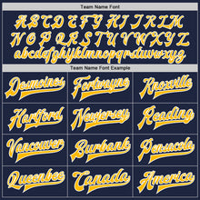 Load image into Gallery viewer, Custom Navy Gold-White Bomber Full-Snap Varsity Letterman Two Tone Jacket
