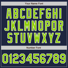 Load image into Gallery viewer, Custom Navy Neon Green-White Bomber Full-Snap Varsity Letterman Two Tone Jacket