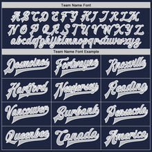 Load image into Gallery viewer, Custom Navy Gray-White Bomber Full-Snap Varsity Letterman Two Tone Jacket