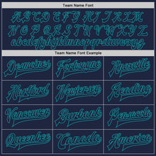 Load image into Gallery viewer, Custom Navy Cream-Teal Bomber Full-Snap Varsity Letterman Two Tone Jacket