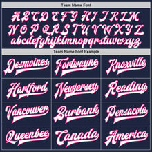 Load image into Gallery viewer, Custom Navy White-Pink Bomber Full-Snap Varsity Letterman Two Tone Jacket