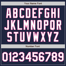 Load image into Gallery viewer, Custom Navy White-Pink Bomber Full-Snap Varsity Letterman Two Tone Jacket