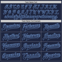 Load image into Gallery viewer, Custom Navy Light Blue Bomber Full-Snap Varsity Letterman Two Tone Jacket