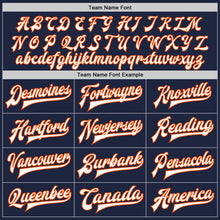 Load image into Gallery viewer, Custom Navy White-Orange Bomber Full-Snap Varsity Letterman Two Tone Jacket