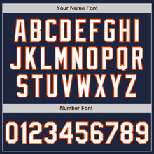 Load image into Gallery viewer, Custom Navy White-Orange Bomber Full-Snap Varsity Letterman Two Tone Jacket