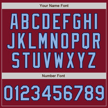 Load image into Gallery viewer, Custom Crimson Light Blue-Navy Bomber Full-Snap Varsity Letterman Two Tone Jacket