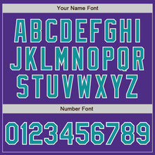Load image into Gallery viewer, Custom Purple Teal-White Bomber Full-Snap Varsity Letterman Two Tone Jacket