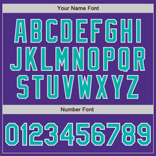 Load image into Gallery viewer, Custom Purple Aqua-White Bomber Full-Snap Varsity Letterman Two Tone Jacket