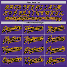Load image into Gallery viewer, Custom Purple Black Cream-Gold Bomber Full-Snap Varsity Letterman Two Tone Jacket