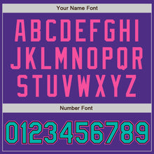 Load image into Gallery viewer, Custom Purple Aqua Black-Pink Bomber Full-Snap Varsity Letterman Two Tone Jacket