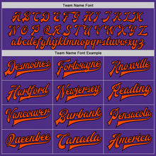 Load image into Gallery viewer, Custom Purple Orange-Black Bomber Full-Snap Varsity Letterman Two Tone Jacket