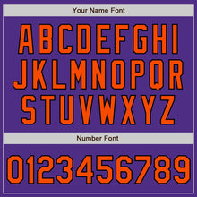 Load image into Gallery viewer, Custom Purple Orange-Black Bomber Full-Snap Varsity Letterman Two Tone Jacket
