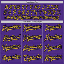 Load image into Gallery viewer, Custom Purple Old Gold-Black Bomber Full-Snap Varsity Letterman Two Tone Jacket