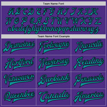Load image into Gallery viewer, Custom Purple Teal-Black Bomber Full-Snap Varsity Letterman Two Tone Jacket