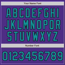 Load image into Gallery viewer, Custom Purple Teal-Black Bomber Full-Snap Varsity Letterman Two Tone Jacket