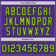 Load image into Gallery viewer, Custom Purple Neon Green-Black Bomber Full-Snap Varsity Letterman Two Tone Jacket