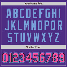 Load image into Gallery viewer, Custom Purple Pink Light Blue-Black Bomber Full-Snap Varsity Letterman Two Tone Jacket