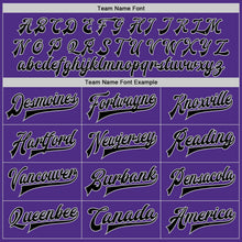Load image into Gallery viewer, Custom Purple Black-Gray Bomber Full-Snap Varsity Letterman Two Tone Jacket