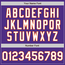Load image into Gallery viewer, Custom Purple White-Orange Bomber Full-Snap Varsity Letterman Two Tone Jacket