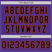 Load image into Gallery viewer, Custom Purple Black-Orange Bomber Full-Snap Varsity Letterman Two Tone Jacket