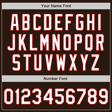 Load image into Gallery viewer, Custom Brown White-Red Bomber Full-Snap Varsity Letterman Two Tone Jacket