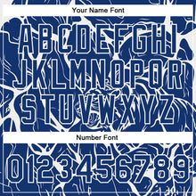 Load image into Gallery viewer, Custom Royal White Abstract Network And Tiger 3D Pattern Design Bomber Full-Snap Varsity Letterman Jacket