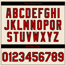 Load image into Gallery viewer, Custom Cream Red-Black 3D Pattern Design Bomber Full-Snap Varsity Letterman Jacket