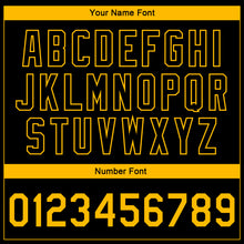 Load image into Gallery viewer, Custom Black Gold 3D Pattern Design Bomber Full-Snap Varsity Letterman Jacket