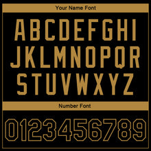 Load image into Gallery viewer, Custom Black Old Gold Leopard Print 3D Pattern Design Bomber Full-Snap Varsity Letterman Jacket