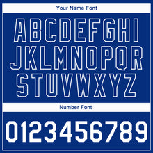 Load image into Gallery viewer, Custom Royal White 3D Pattern Design Bomber Full-Snap Varsity Letterman Jacket