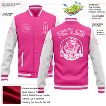 Load image into Gallery viewer, Custom Pink White Bomber Full-Snap Varsity Letterman Two Tone Jacket