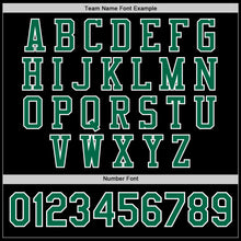 Load image into Gallery viewer, Custom Black Kelly Green-White Bomber Full-Snap Varsity Letterman Jacket