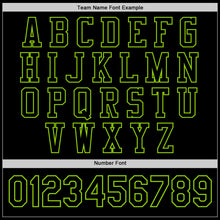 Load image into Gallery viewer, Custom Black Neon Green Bomber Full-Snap Varsity Letterman Jacket