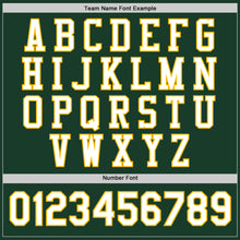 Load image into Gallery viewer, Custom Green White-Gold Bomber Full-Snap Varsity Letterman Jacket