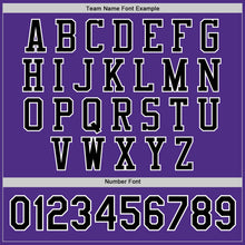 Load image into Gallery viewer, Custom Purple Black-White Bomber Full-Snap Varsity Letterman Jacket