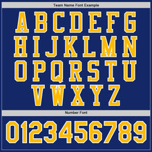 Load image into Gallery viewer, Custom Royal Gold-White Bomber Full-Snap Varsity Letterman Jacket