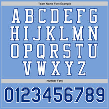 Load image into Gallery viewer, Custom Light Blue White-Royal Bomber Full-Snap Varsity Letterman Jacket