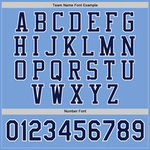 Load image into Gallery viewer, Custom Light Blue Navy-White Bomber Full-Snap Varsity Letterman Jacket