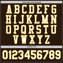 Load image into Gallery viewer, Custom Brown White-Gold Bomber Full-Snap Varsity Letterman Jacket