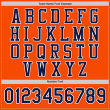 Load image into Gallery viewer, Custom Orange Navy-White Bomber Full-Snap Varsity Letterman Jacket