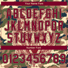 Load image into Gallery viewer, Custom Camo Crimson City Cream-Black Wolf 3D Pattern Design Bomber Full-Snap Varsity Letterman Salute To Service Jacket