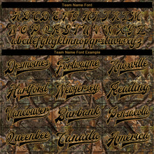 Load image into Gallery viewer, Custom Camo Black-Old Gold Realistic Forest Camouflage 3D Bomber Full-Snap Varsity Letterman Salute To Service Jacket