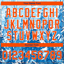 Load image into Gallery viewer, Custom Royal Orange-White Lovely Winter Landscape With Snowy Trees 3D Pattern Design Bomber Full-Snap Varsity Letterman Jacket