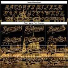 Load image into Gallery viewer, Custom Black Old Gold Parliament Building Budapest Hungary City Edition 3D Bomber Full-Snap Varsity Letterman Jacket