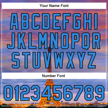 Load image into Gallery viewer, Custom Powder Blue Black-Orange Eiffel Tower Paris France City Edition 3D Bomber Full-Snap Varsity Letterman Jacket