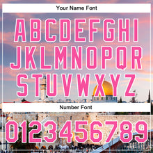 Load image into Gallery viewer, Custom Pink Light Pink-White The Dome Of The Rock Jerusalem Israel City Edition 3D Bomber Full-Snap Varsity Letterman Jacket