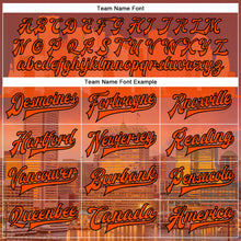 Load image into Gallery viewer, Custom Orange Black Baltimore Inner Harbor Baltimore Maryland City Edition 3D Bomber Full-Snap Varsity Letterman Jacket