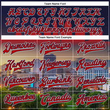 Load image into Gallery viewer, Custom Navy Red-White Cleveland Ohio City Edition 3D Bomber Full-Snap Varsity Letterman Jacket